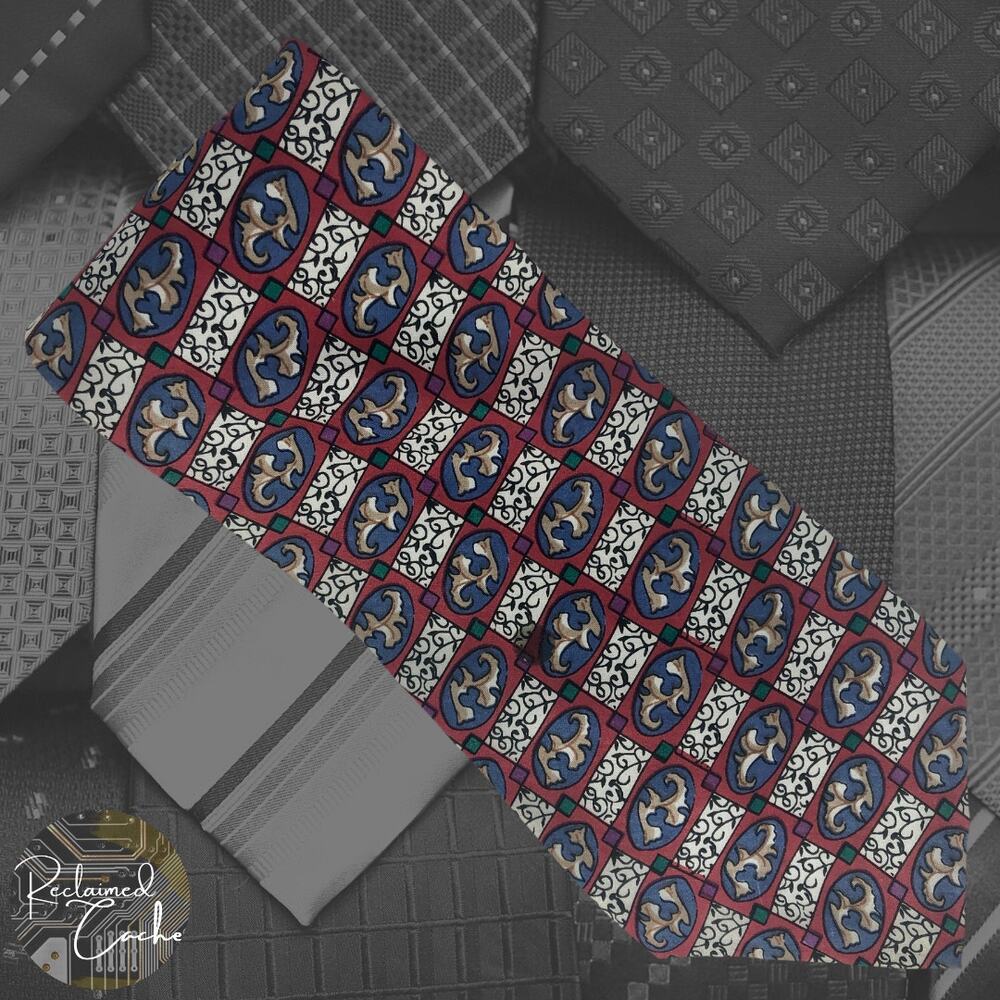 Red Abstract Checkered Pattern Tie - image 1